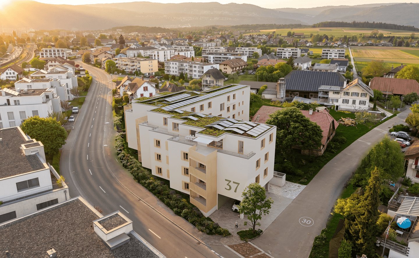 Visualisierung Mehrfamilienhaus bei Tag
